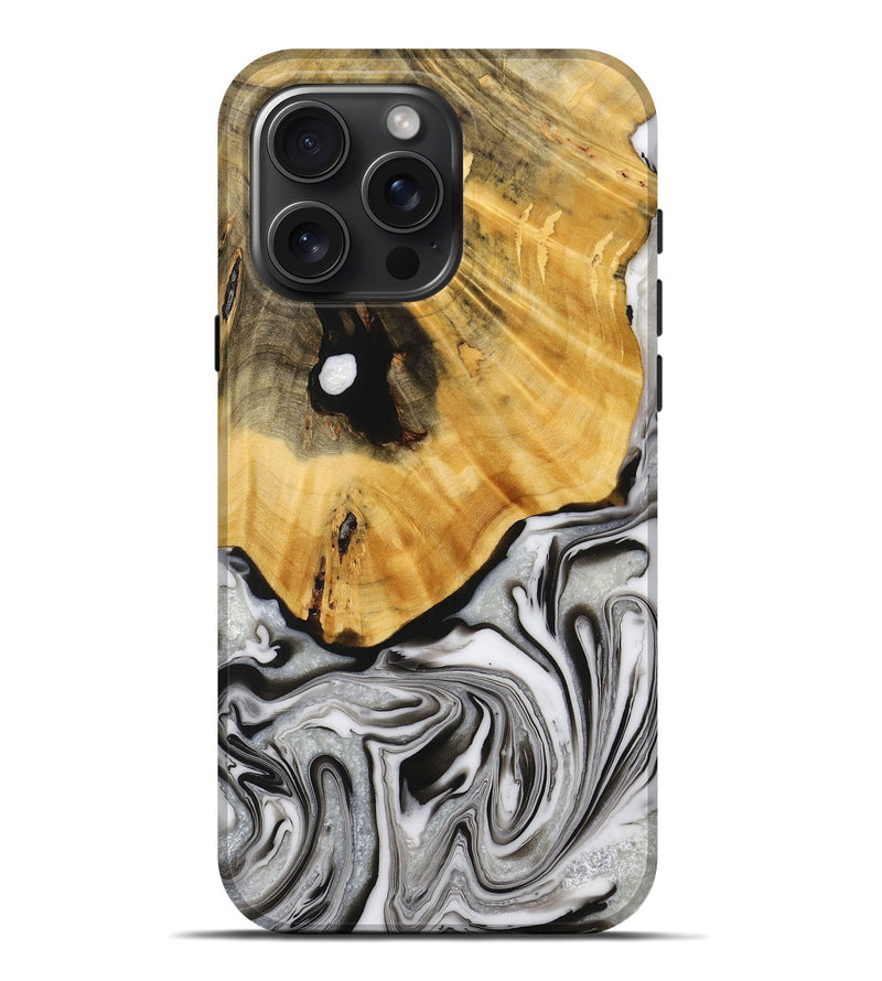 iPhone 16 Pro Max Wood+Resin Live Edge Phone Case - Cairo (Black & White, 716479)