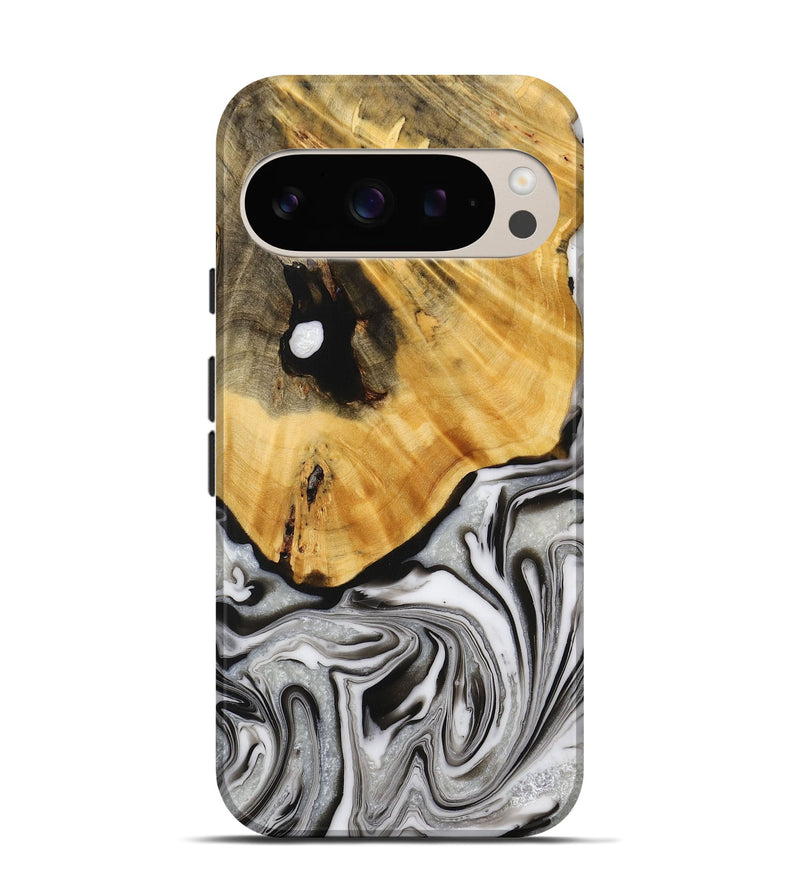 Pixel 9 Wood+Resin Live Edge Phone Case - Cairo (Black & White, 716479)