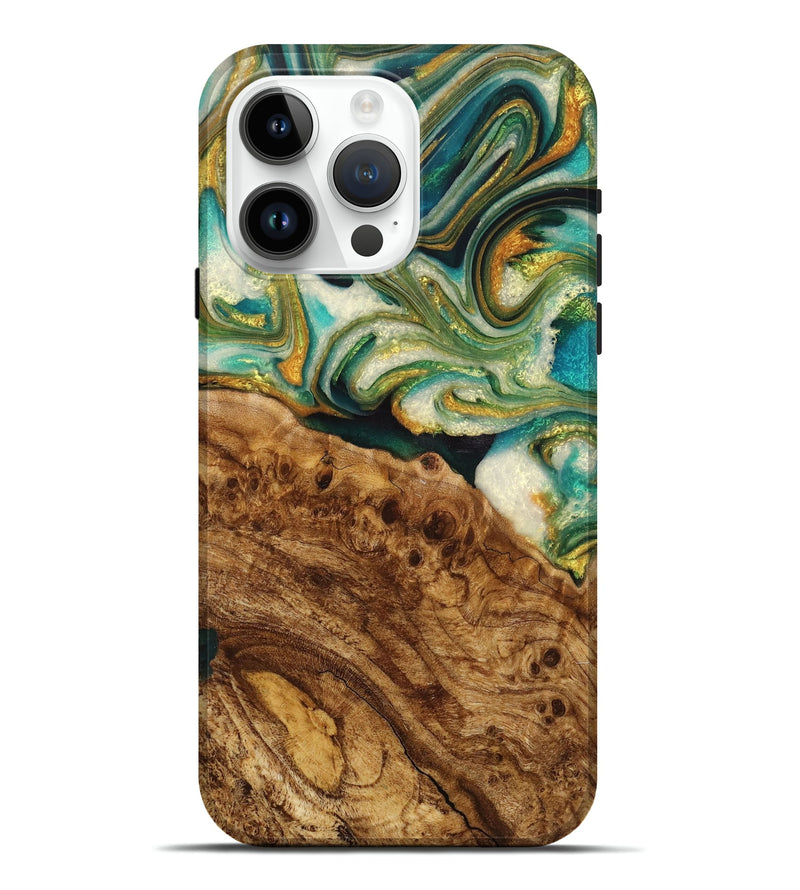 iPhone 15 Pro Max  Live Edge Phone Case - Tisha (Teal & Gold, 716486)