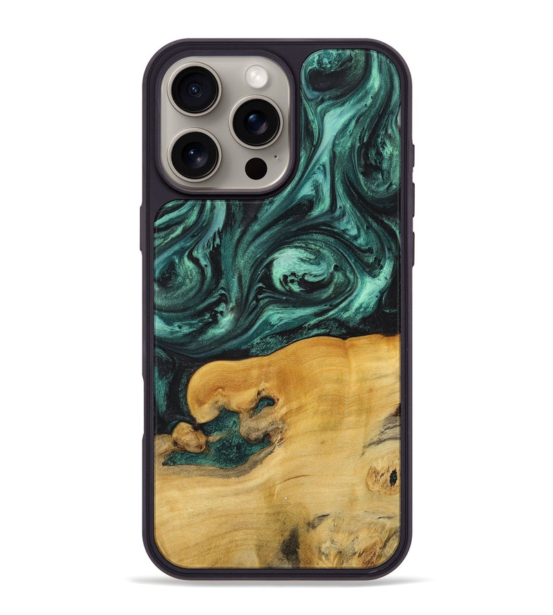 iPhone 16 Pro Max Wood+Resin Phone Case - Dixie (Green, 716509)