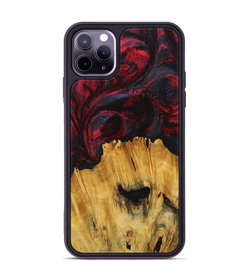 iPhone 11 Pro Max Wood+Resin Phone Case - Hailee (Red, 716539)