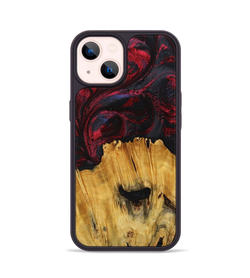 iPhone 14 Wood+Resin Phone Case - Hailee (Red, 716539)