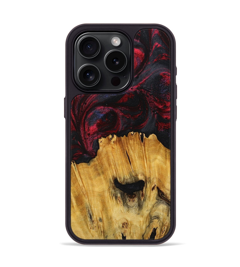 iPhone 15 Pro Wood+Resin Phone Case - Hailee (Red, 716539)