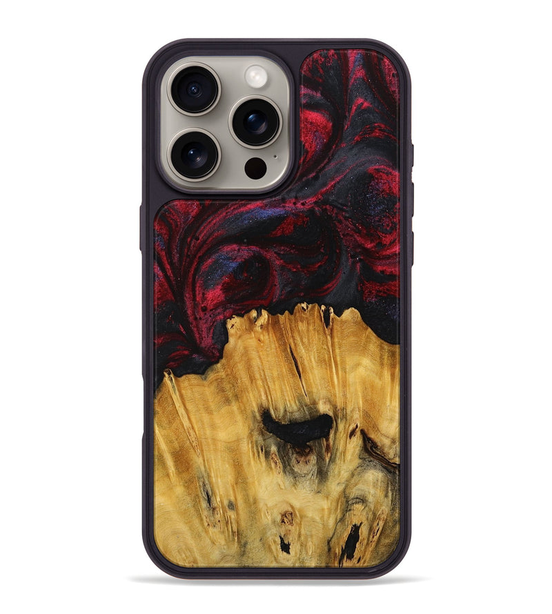 iPhone 16 Pro Max Wood+Resin Phone Case - Hailee (Red, 716539)