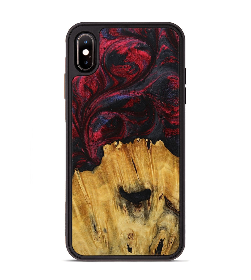 iPhone Xs Max Wood+Resin Phone Case - Hailee (Red, 716539)