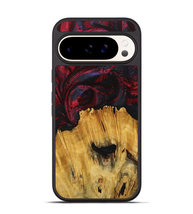 Pixel 9 Wood+Resin Phone Case - Hailee (Red, 716539)