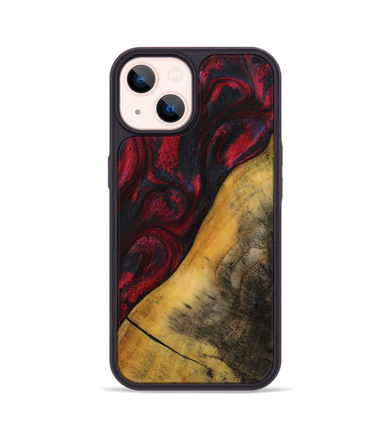 iPhone 14 Wood+Resin Phone Case - Adrian (Red, 716547)