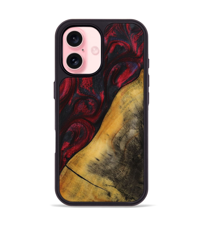 iPhone 16 Wood+Resin Phone Case - Adrian (Red, 716547)