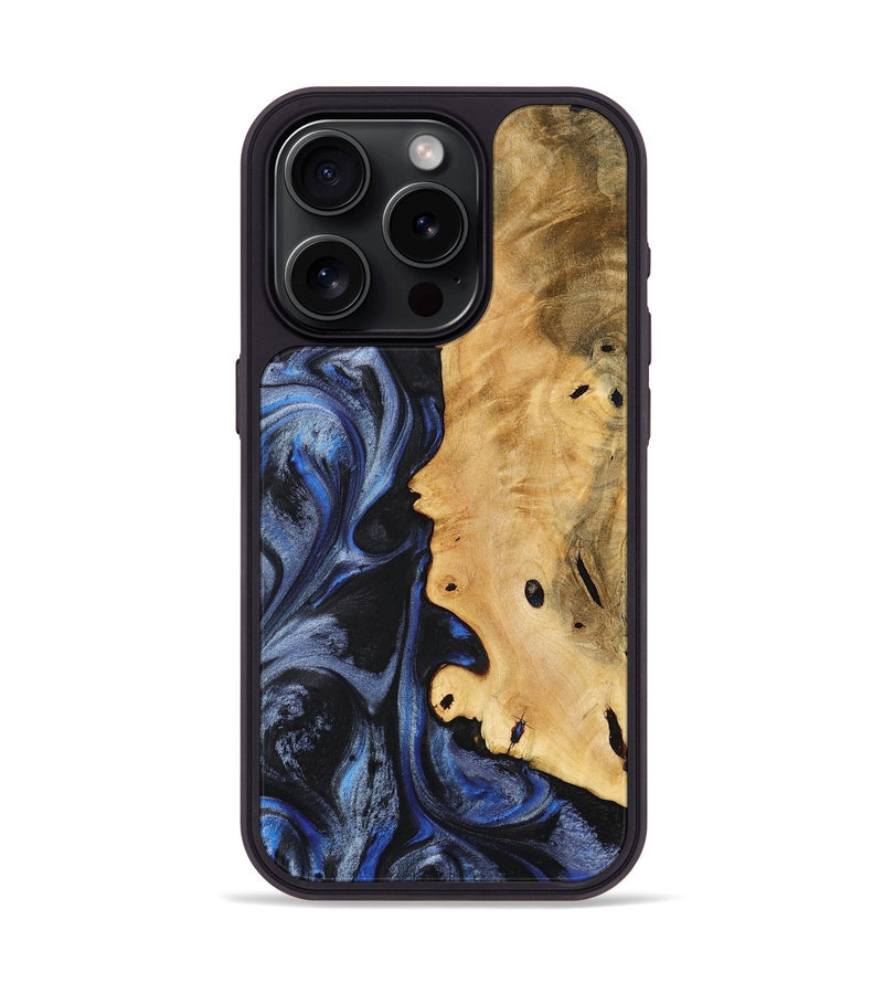 iPhone 15 Pro Wood+Resin Phone Case - Janelle (Blue, 716555)