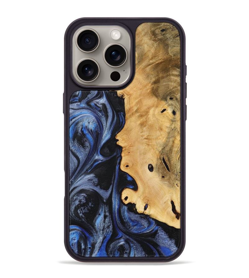 iPhone 16 Pro Max Wood+Resin Phone Case - Janelle (Blue, 716555)