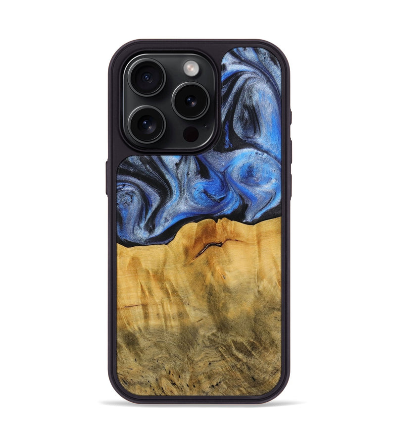 iPhone 15 Pro Wood+Resin Phone Case - Daniel (Blue, 716560)