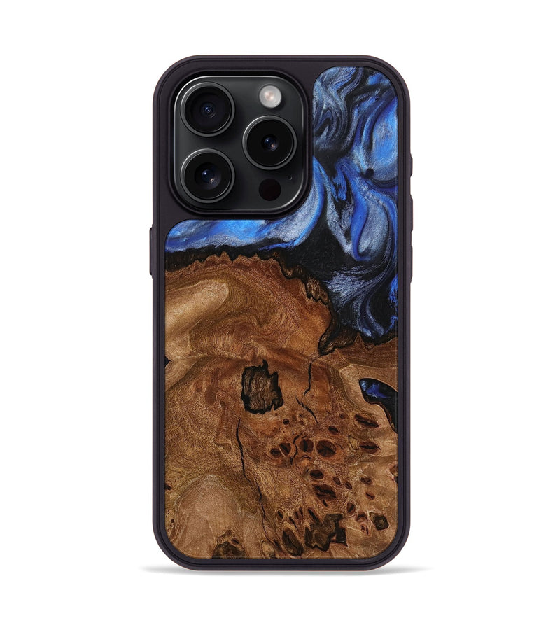 iPhone 15 Pro Wood+Resin Phone Case - Lorene (Blue, 716564)