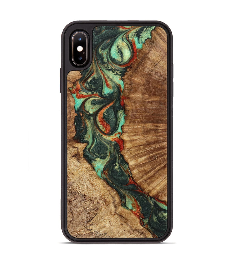 iPhone Xs Max Wood+Resin Phone Case - Opal (Green, 716665)