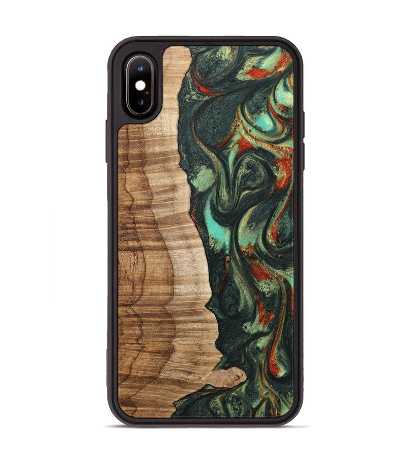 iPhone Xs Max Wood+Resin Phone Case - Rick (Green, 716670)