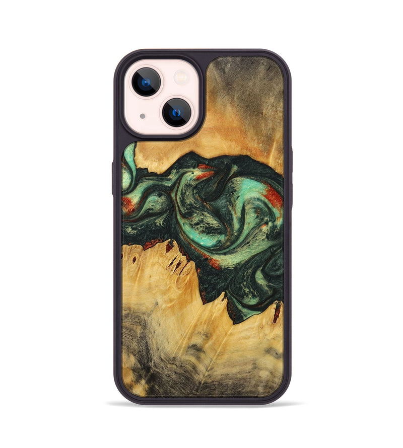 iPhone 14 Wood+Resin Phone Case - Gale (Green, 716673)