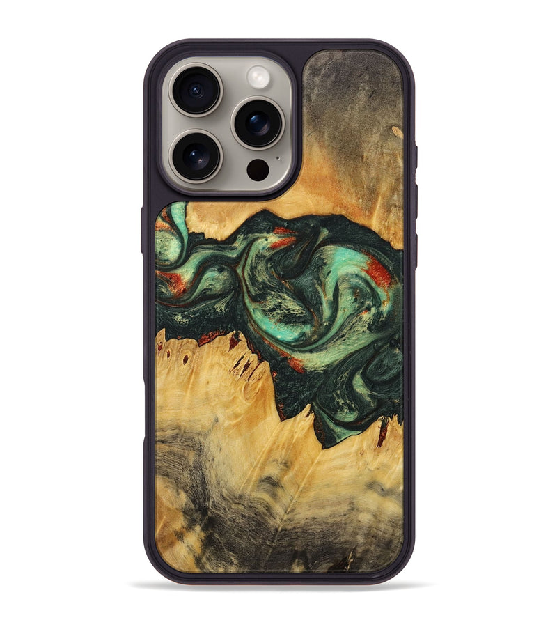 iPhone 16 Pro Max Wood+Resin Phone Case - Gale (Green, 716673)