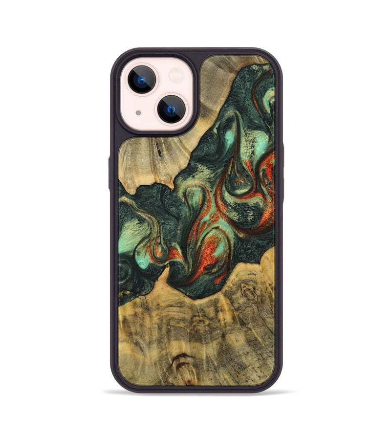 iPhone 14 Wood+Resin Phone Case - London (Green, 716675)