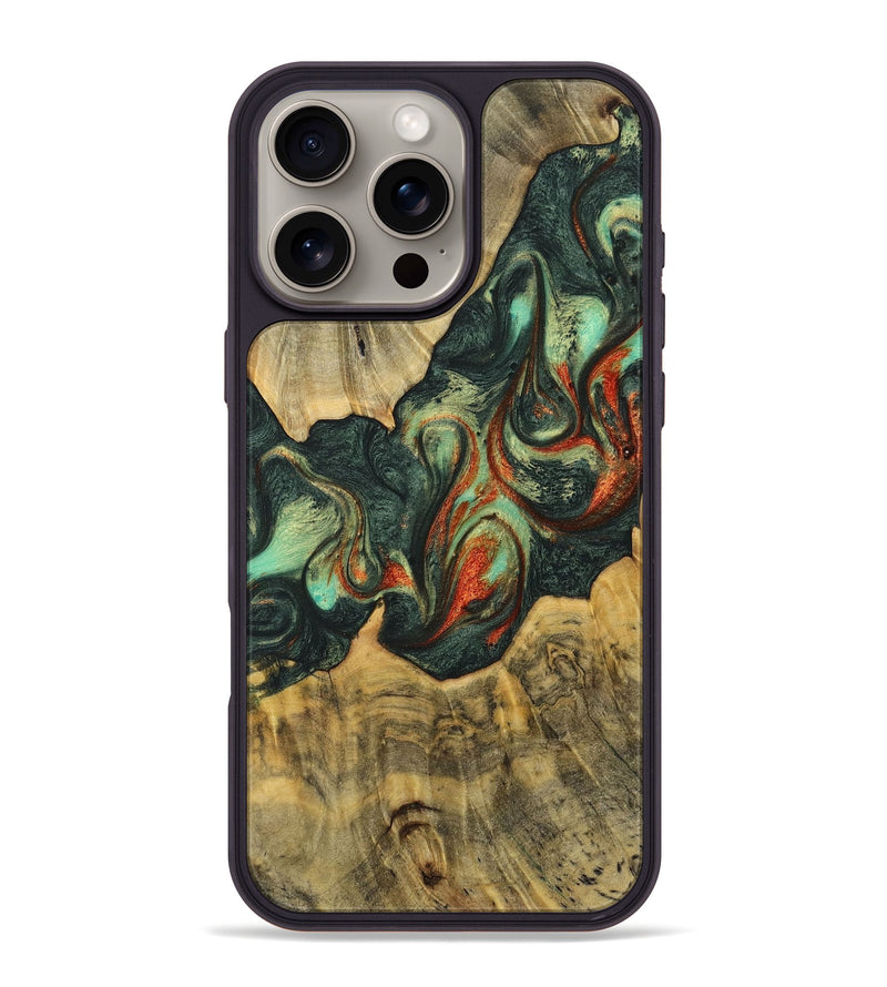 iPhone 16 Pro Max Wood+Resin Phone Case - London (Green, 716675)