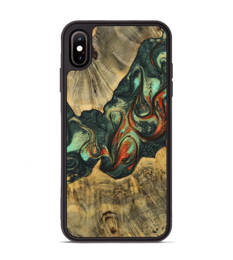 iPhone Xs Max Wood+Resin Phone Case - London (Green, 716675)