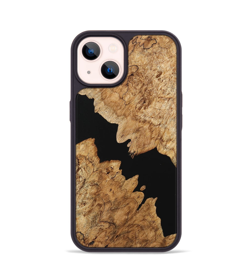 iPhone 14 Wood+Resin Phone Case - Tammie (Pure Black, 716679)