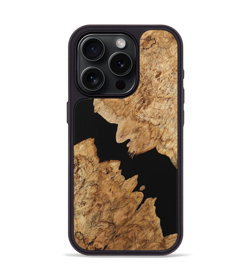 iPhone 15 Pro Wood+Resin Phone Case - Tammie (Pure Black, 716679)