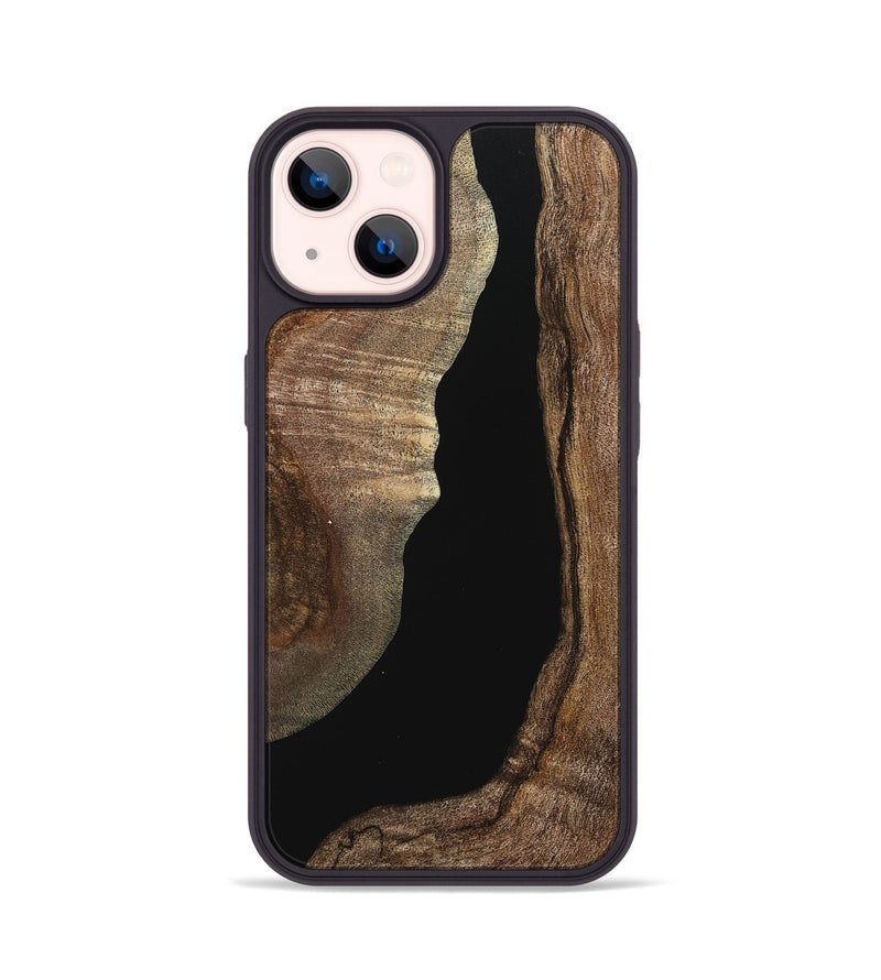 iPhone 14 Wood+Resin Phone Case - Christi (Pure Black, 716681)