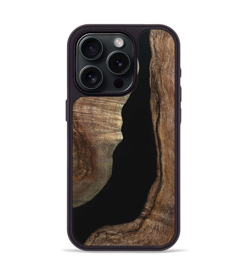 iPhone 15 Pro Wood+Resin Phone Case - Christi (Pure Black, 716681)