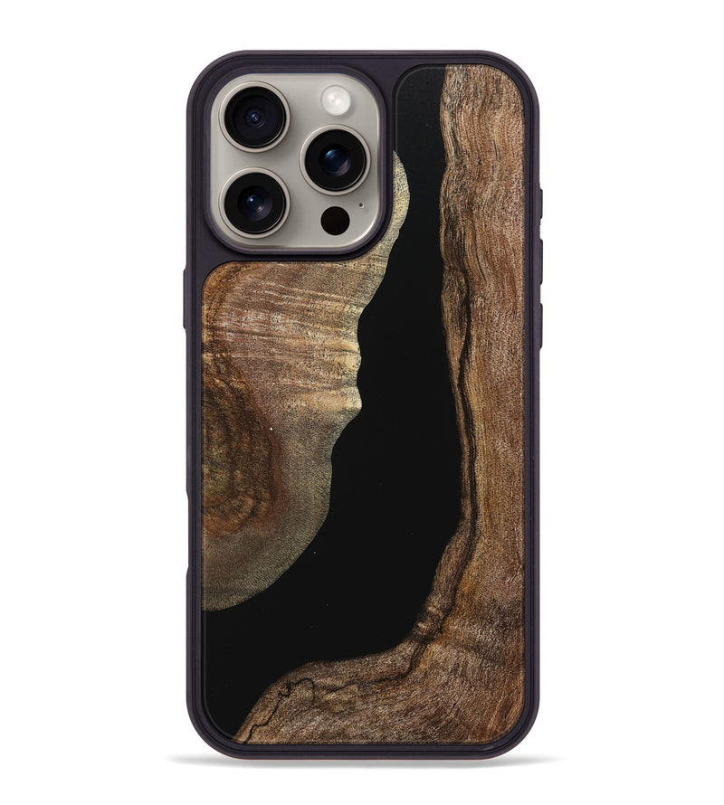 iPhone 16 Pro Max Wood+Resin Phone Case - Christi (Pure Black, 716681)