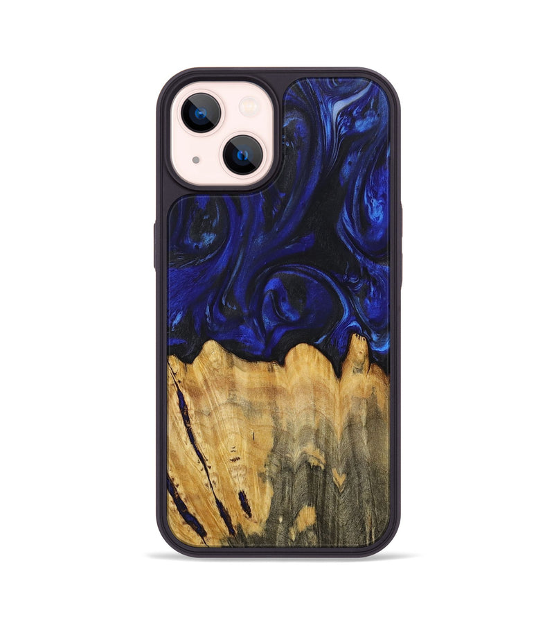 iPhone 14 Wood+Resin Phone Case - Sergio (Blue, 716721)