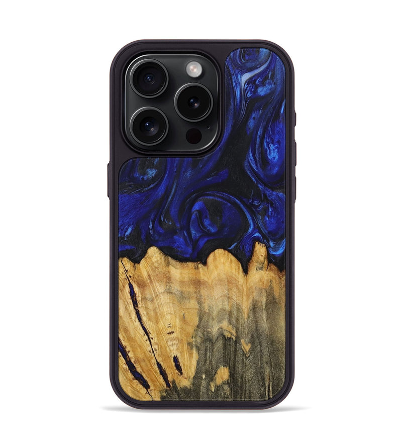 iPhone 15 Pro Wood+Resin Phone Case - Sergio (Blue, 716721)