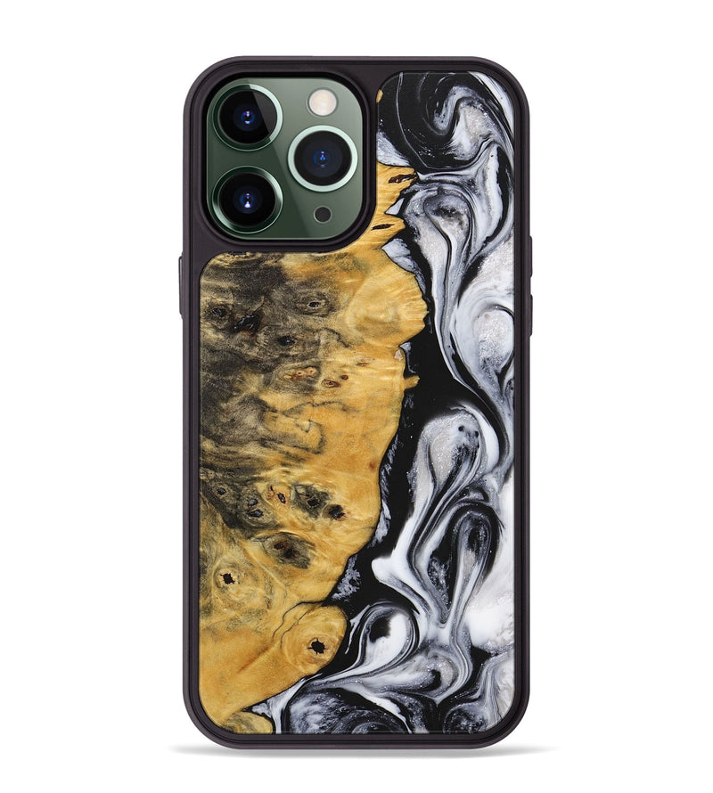 iPhone 13 Pro Max Wood+Resin Phone Case - Karl (Black & White, 716744)