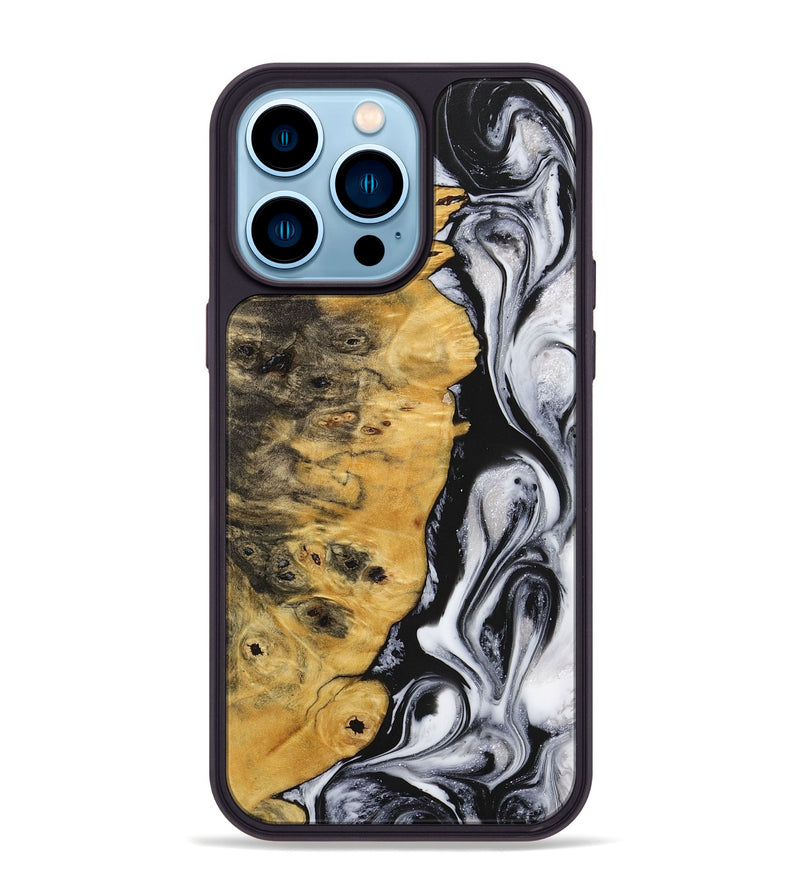 iPhone 14 Pro Max Wood+Resin Phone Case - Karl (Black & White, 716744)