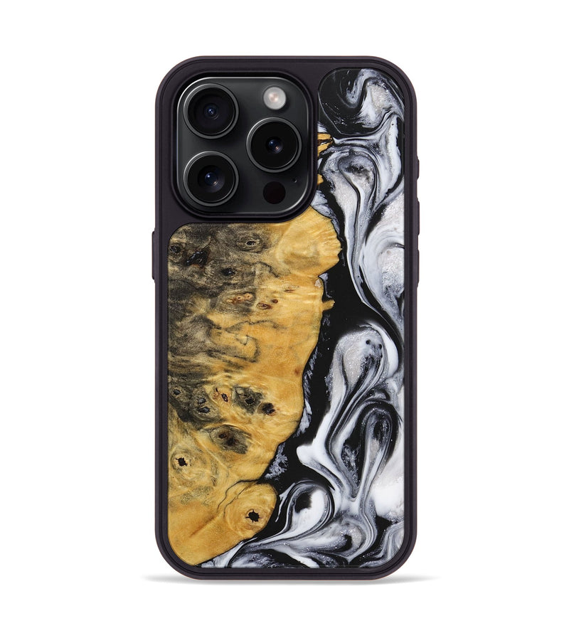 iPhone 15 Pro Wood+Resin Phone Case - Karl (Black & White, 716744)