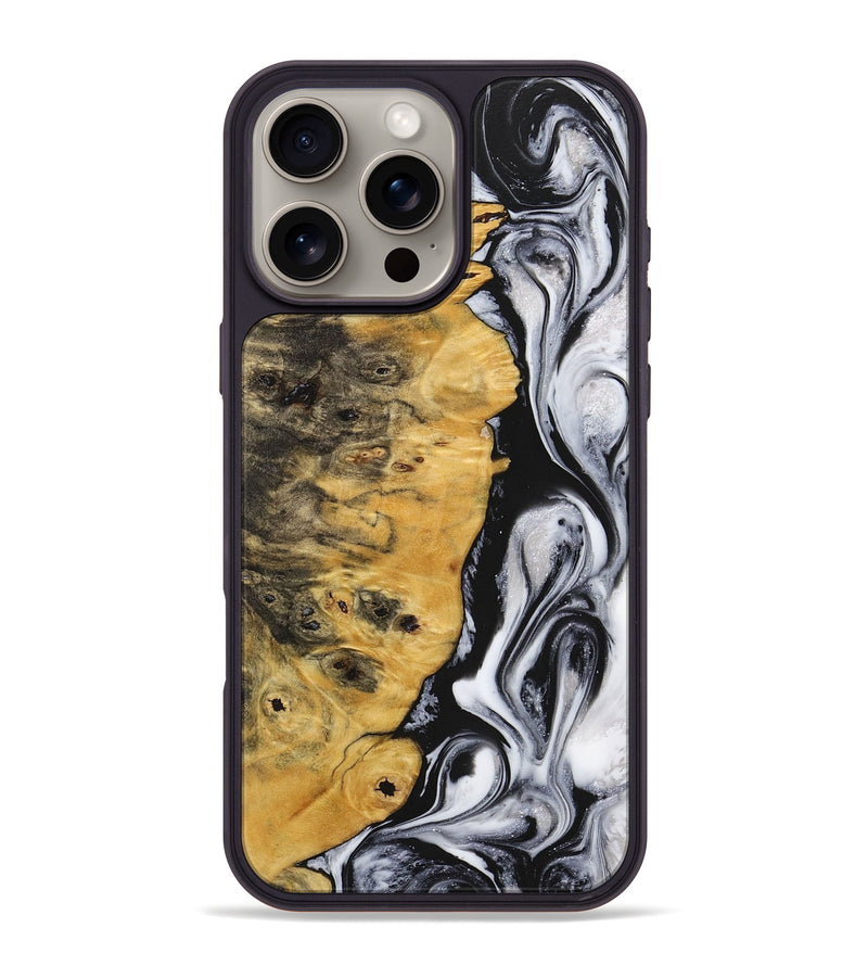 iPhone 16 Pro Max Wood+Resin Phone Case - Karl (Black & White, 716744)