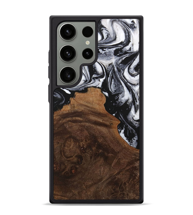 Galaxy S24 Ultra Wood+Resin Phone Case - Jadyn (Black & White, 716747)