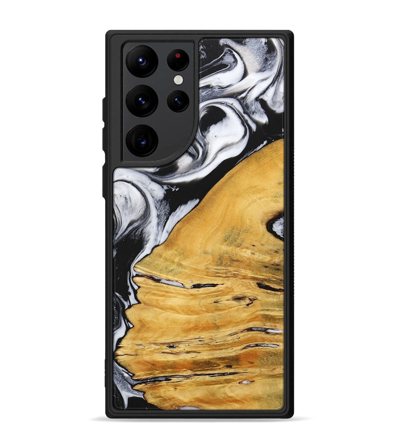 Galaxy S22 Ultra Wood+Resin Phone Case - Marianne (Black & White, 716749)