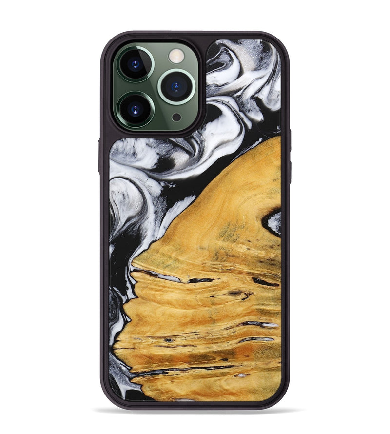 iPhone 13 Pro Max Wood+Resin Phone Case - Marianne (Black & White, 716749)