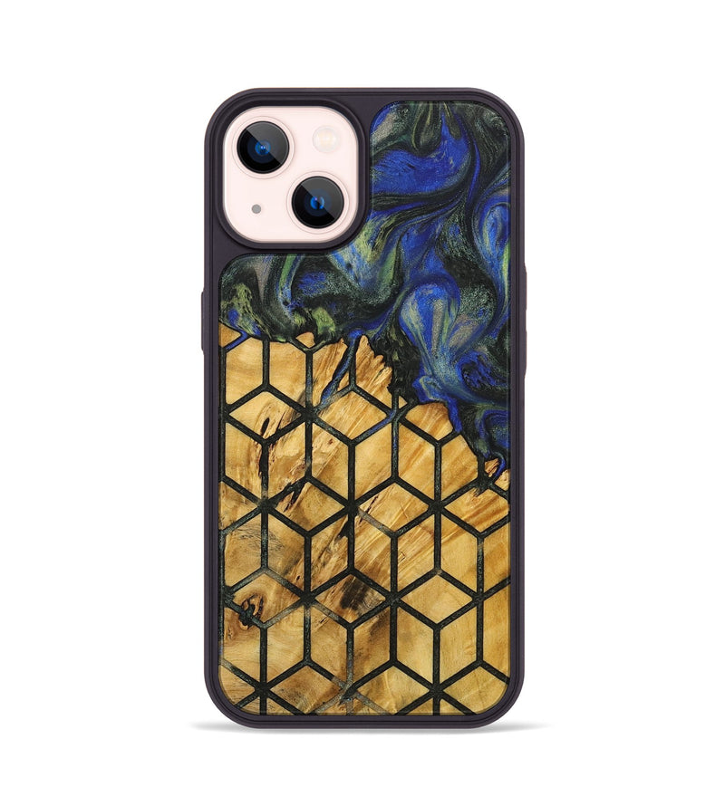 iPhone 14 Wood+Resin Phone Case - Maria (Pattern, 716811)