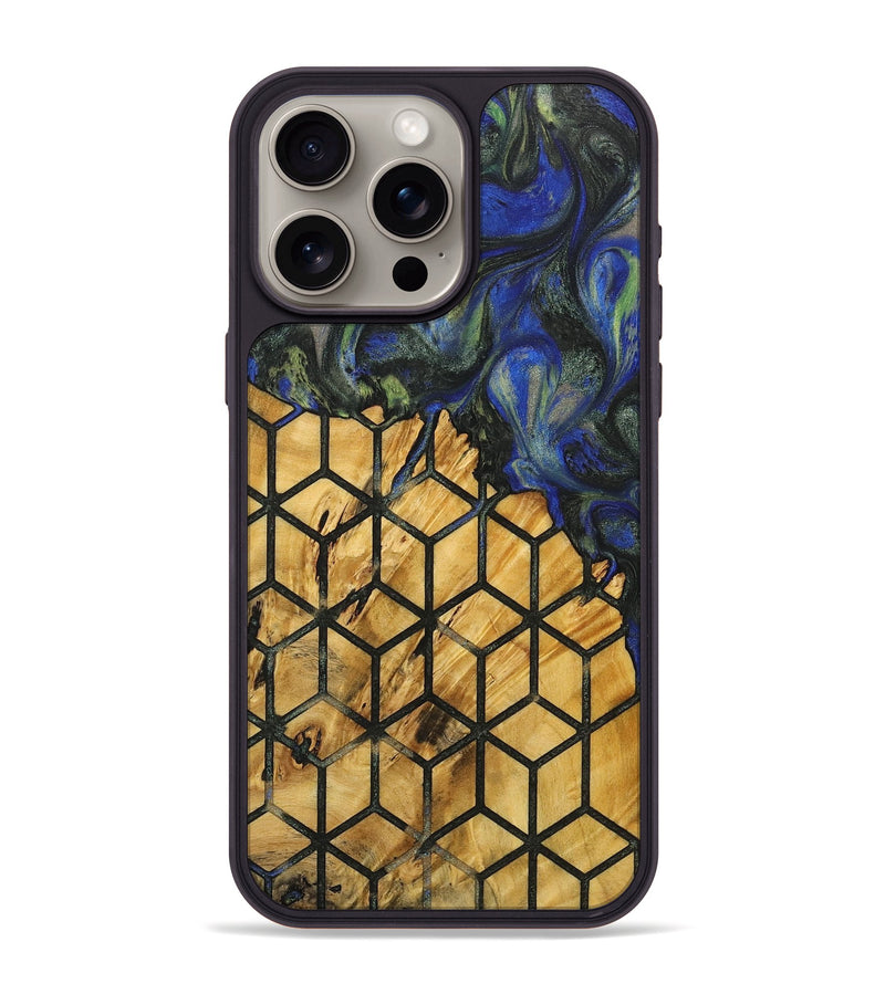 iPhone 15 Pro Max Wood+Resin Phone Case - Maria (Pattern, 716811)