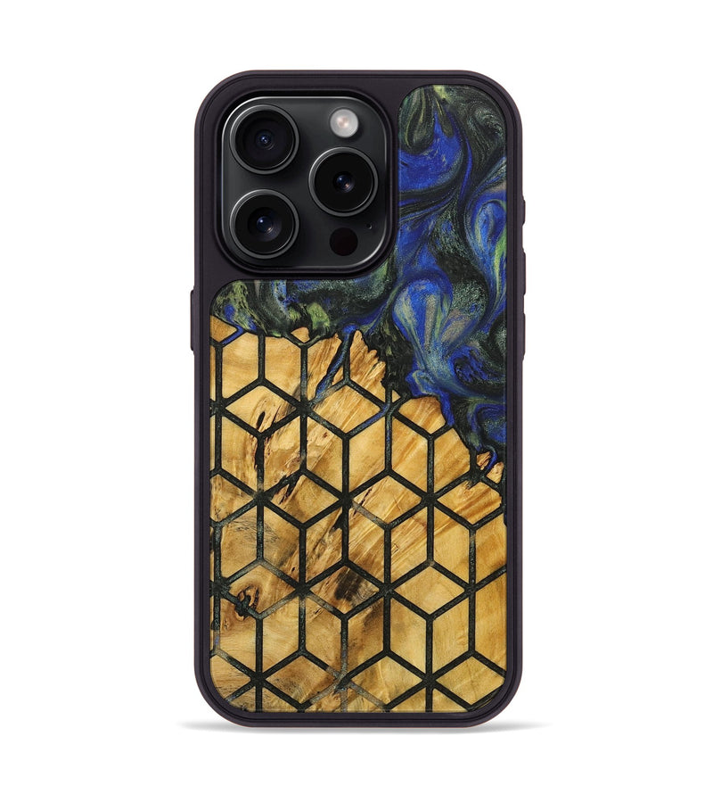 iPhone 15 Pro Wood+Resin Phone Case - Maria (Pattern, 716811)