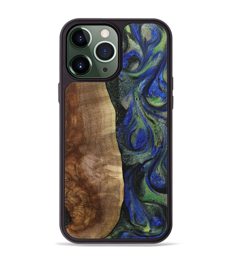 iPhone 13 Pro Max Wood+Resin Phone Case - Walter (Green, 716830)