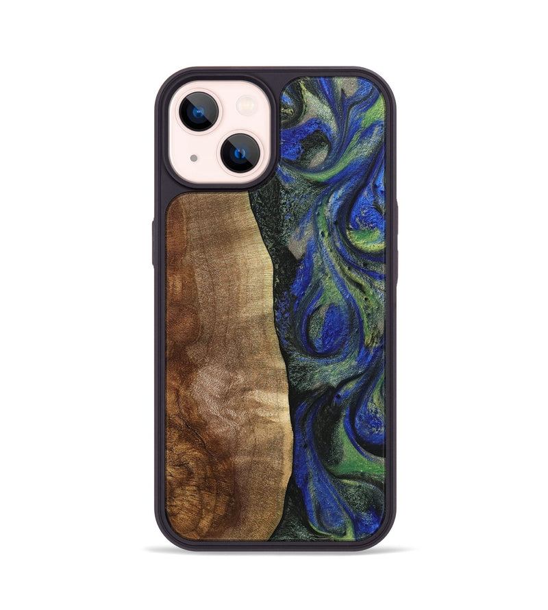 iPhone 14 Wood+Resin Phone Case - Walter (Green, 716830)