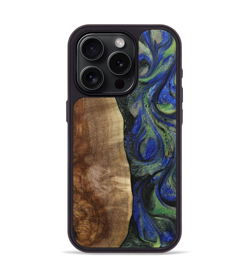 iPhone 15 Pro Wood+Resin Phone Case - Walter (Green, 716830)