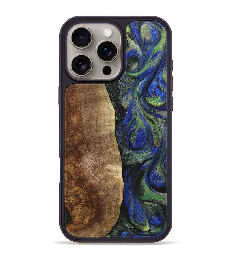 iPhone 16 Pro Max Wood+Resin Phone Case - Walter (Green, 716830)