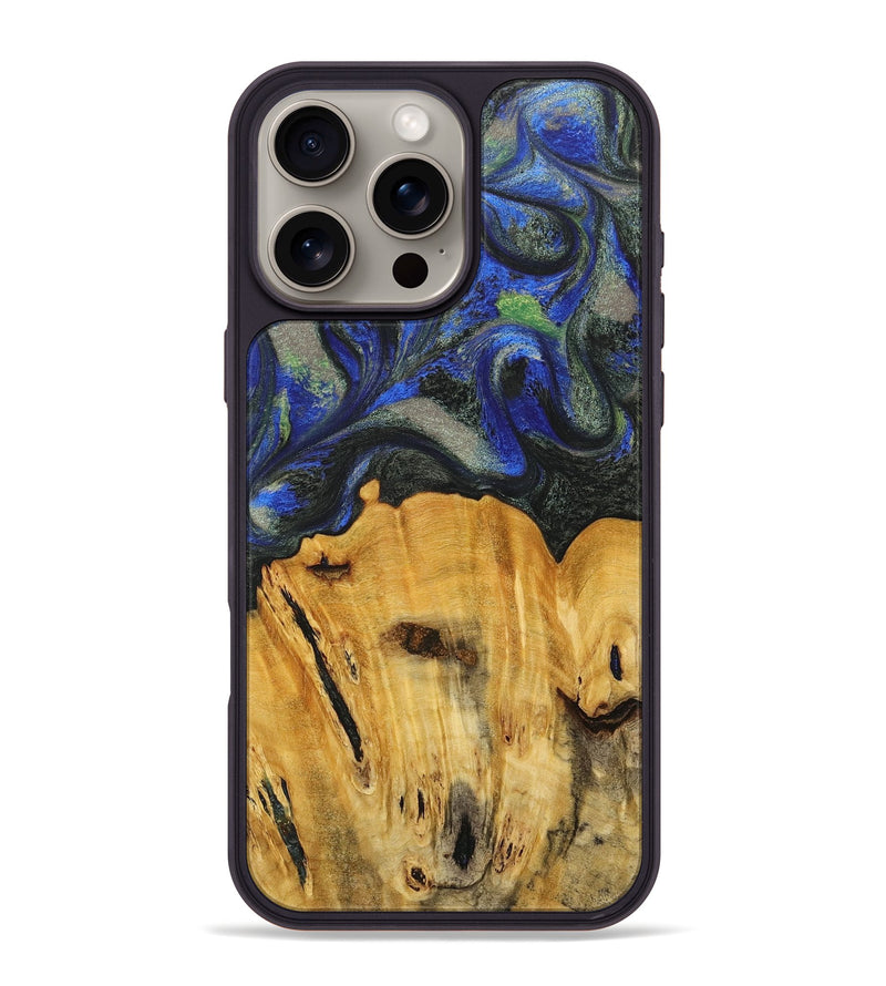 iPhone 16 Pro Max Wood+Resin Phone Case - Maureen (Green, 716831)