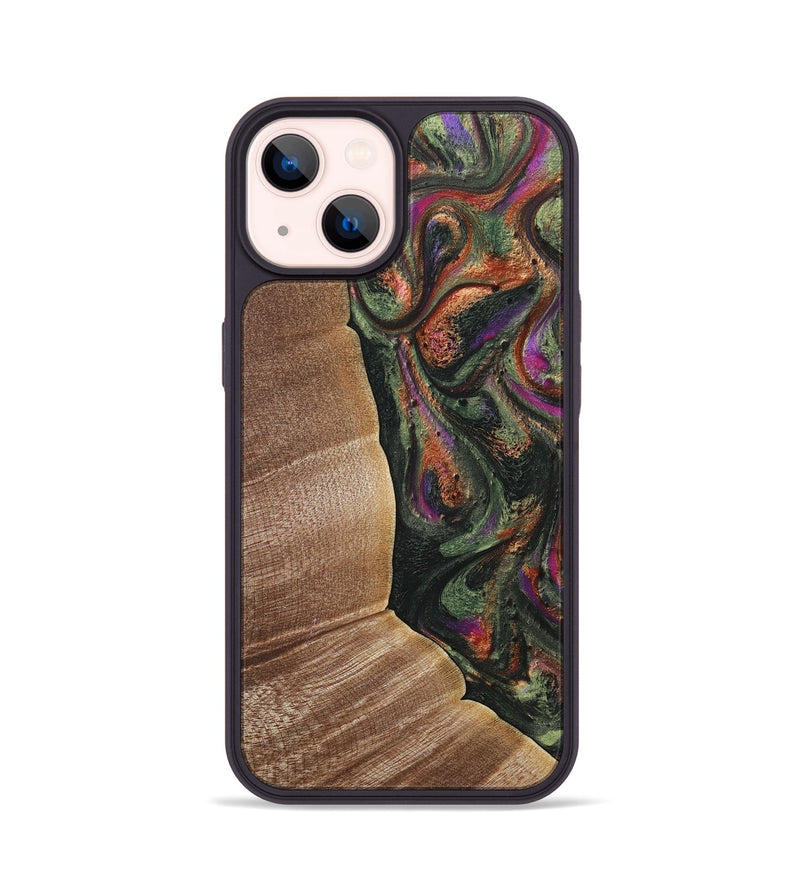 iPhone 14 Wood+Resin Phone Case - Drake (Green, 716834)