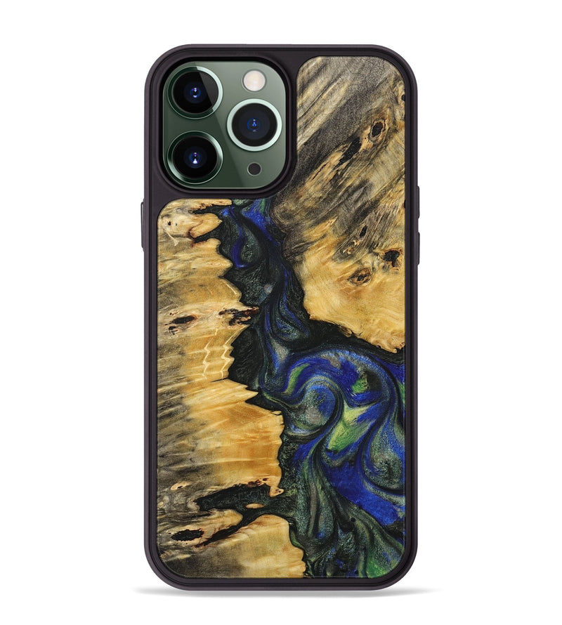 iPhone 13 Pro Max Wood+Resin Phone Case - Esmeralda (Green, 716837)