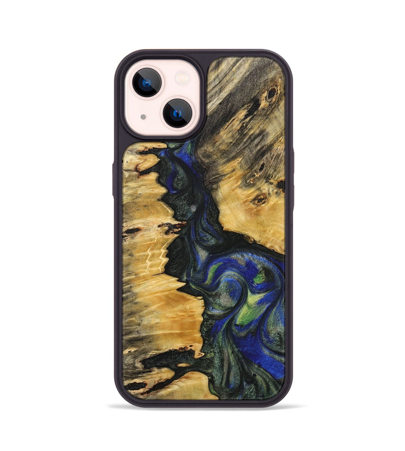 iPhone 14 Wood+Resin Phone Case - Esmeralda (Green, 716837)