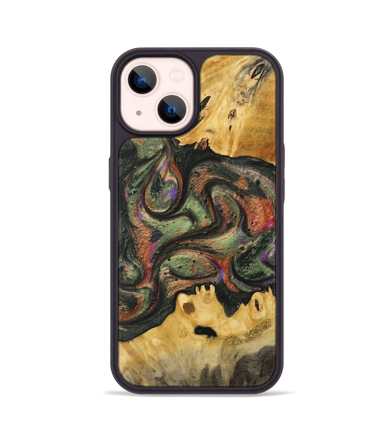 iPhone 14 Wood+Resin Phone Case - Claire (Green, 716840)