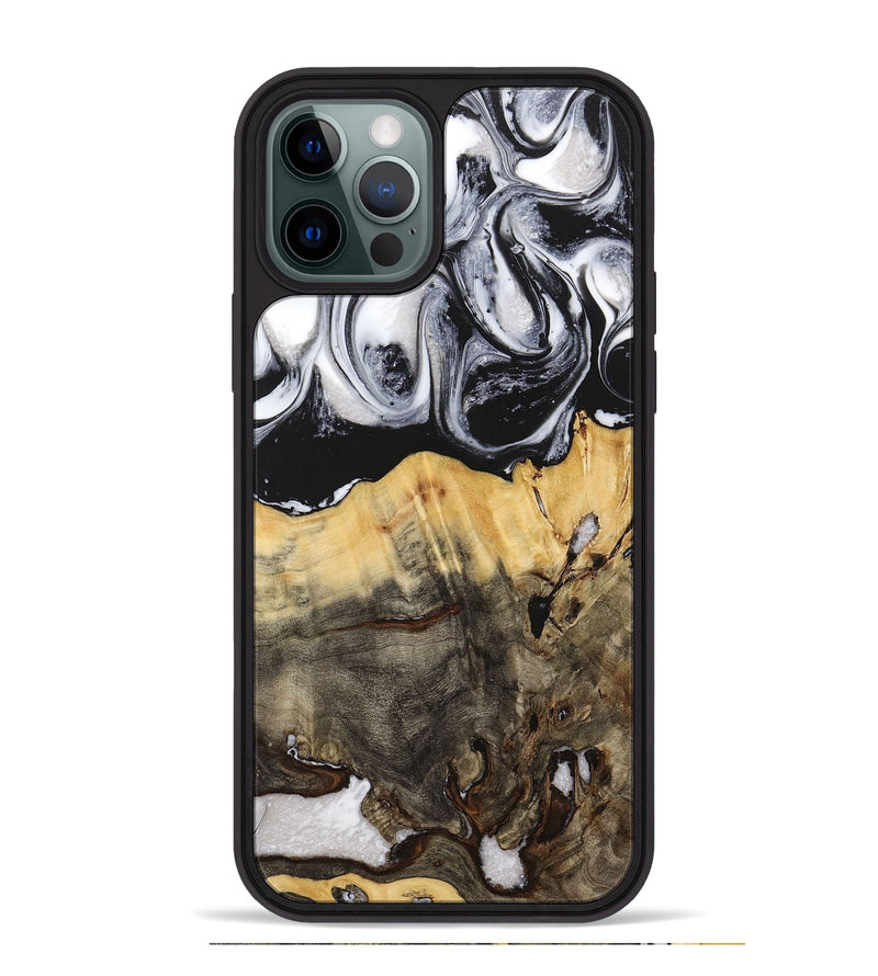 iPhone 12 Pro Max Wood+Resin Phone Case - Jayla (Black & White, 716854)